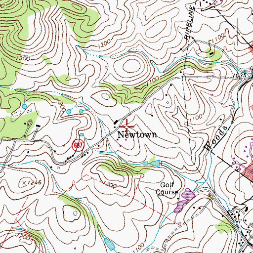 Topographic Map of Newtown, VA