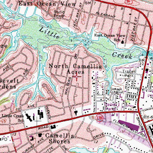Topographic Map of North Camellia Acres, VA