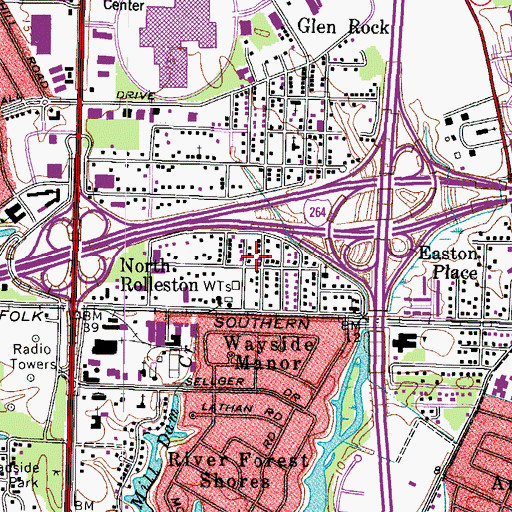 Topographic Map of North Rolleston, VA