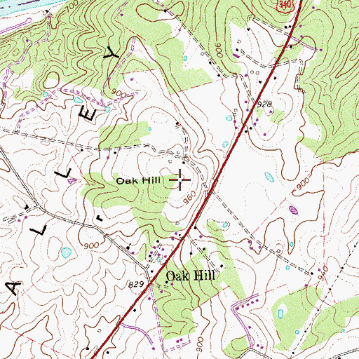 Topographic Map of Oak Hill, VA