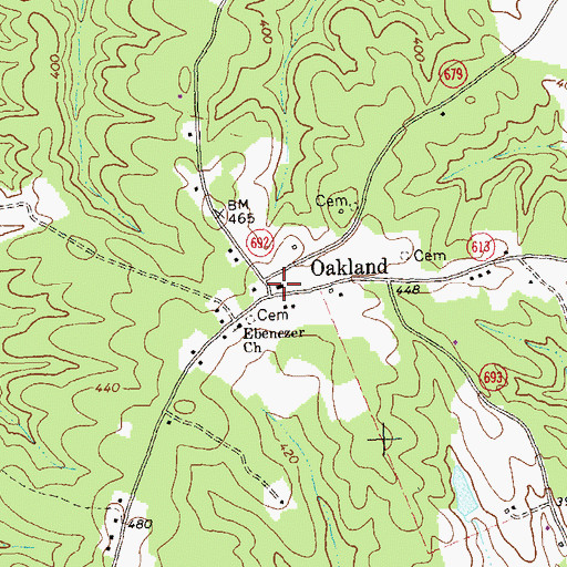 Topographic Map of Oakland, VA
