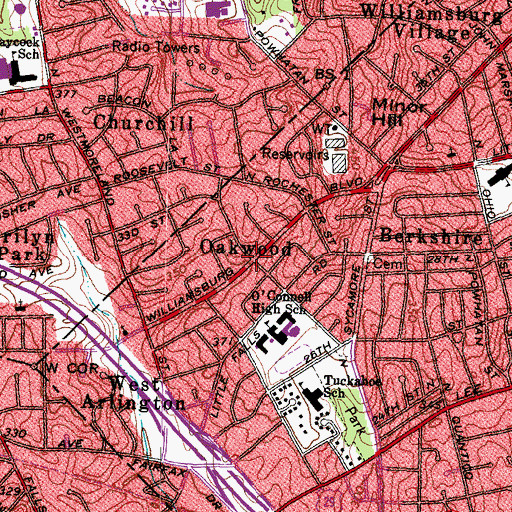 Topographic Map of Oakwood, VA