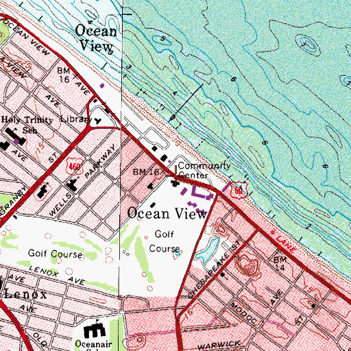 Topographic Map of Ocean View, VA