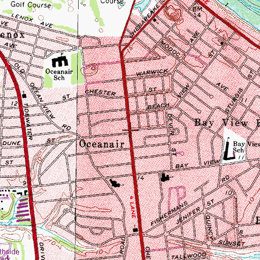 Topographic Map of Oceanair, VA