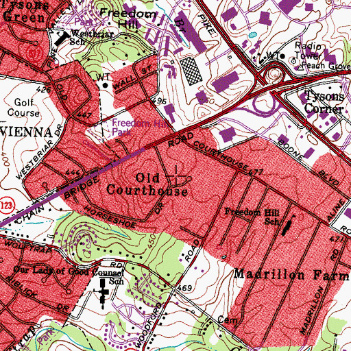 Topographic Map of Old Courthouse, VA