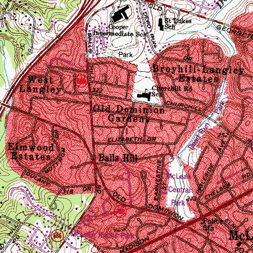 Topographic Map of Old Dominion Gardens, VA