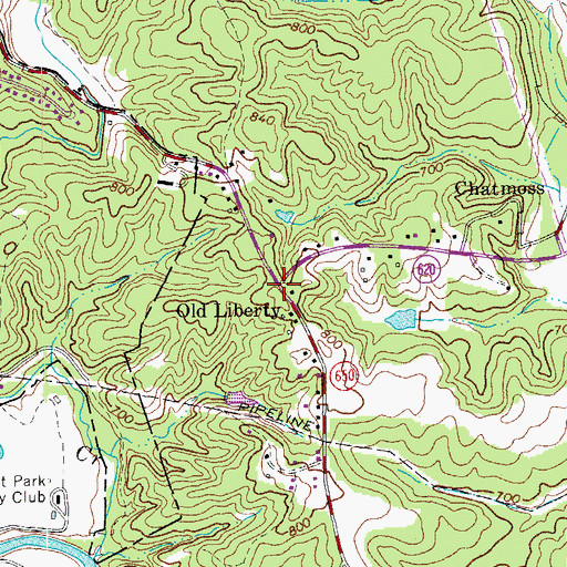 Topographic Map of Old Liberty, VA