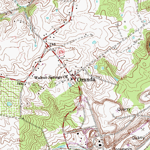 Topographic Map of Oranda, VA
