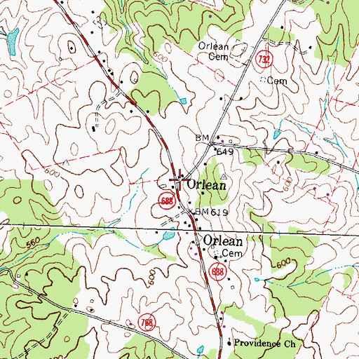 Topographic Map of Orlean, VA