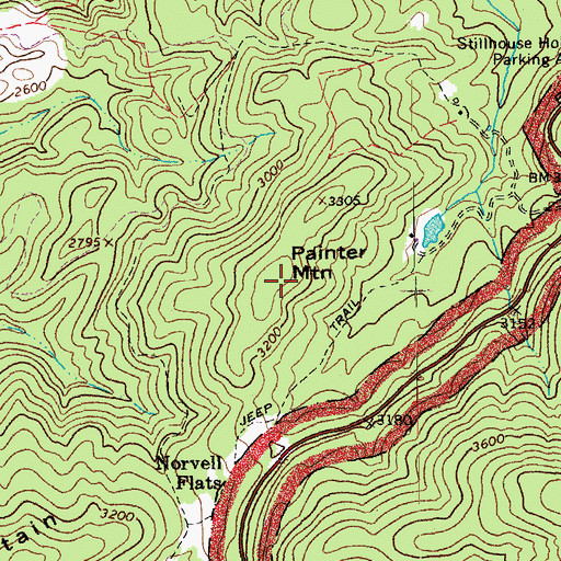 Topographic Map of Painter Mountain, VA