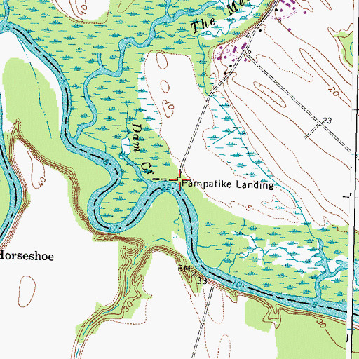 Topographic Map of Pampatike Landing, VA