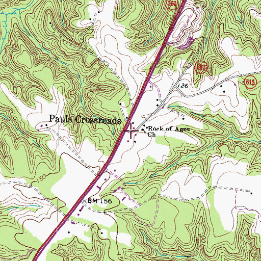 Topographic Map of Pauls Crossroads, VA