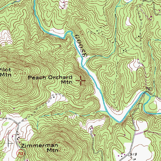 Topographic Map of Peach Orchard Mountain, VA