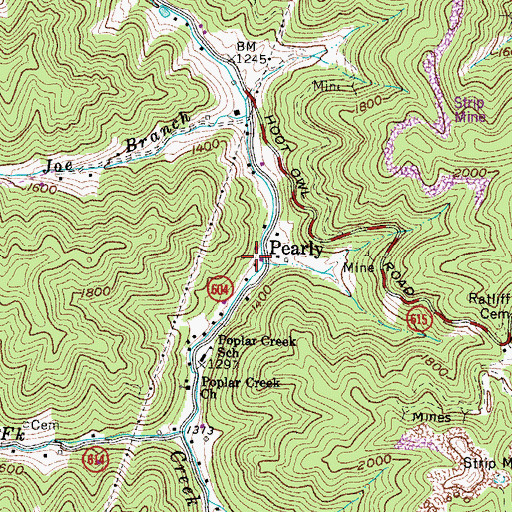 Topographic Map of Pearly, VA