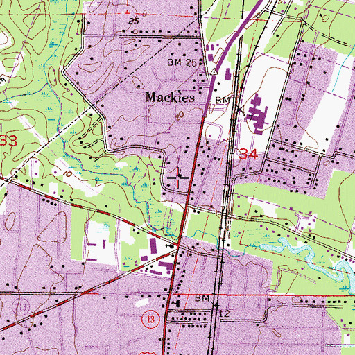 Topographic Map of Bayou Sara Bridge (historical), AL