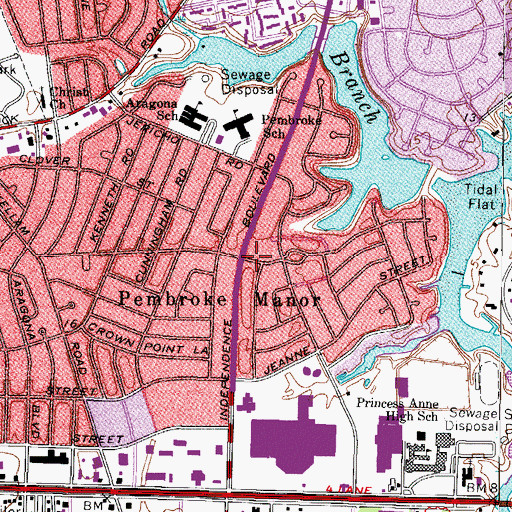 Topographic Map of Pembroke Manor, VA