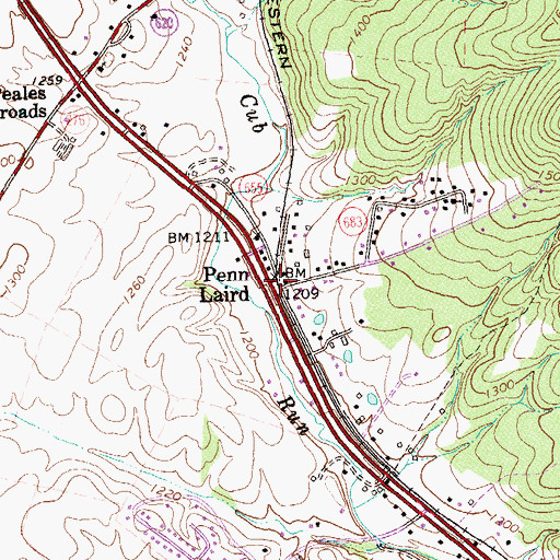Topographic Map of Penn Laird, VA