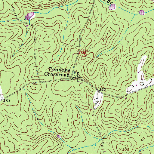 Topographic Map of Penneys Crossroad, VA