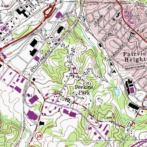 Topographic Map of Perkins Park, VA