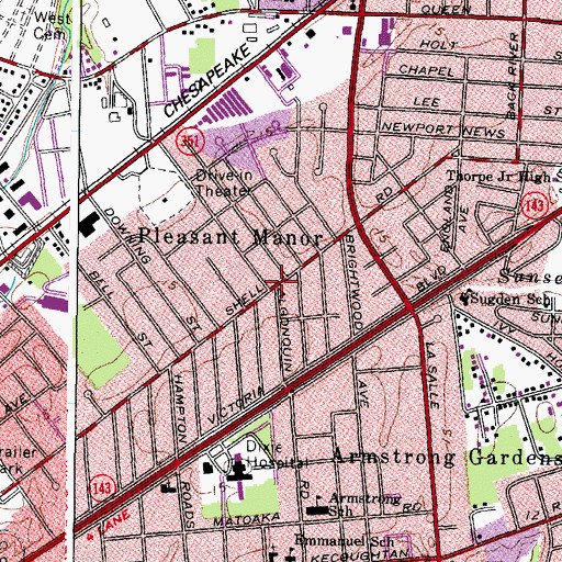 Topographic Map of Pleasant Manor, VA