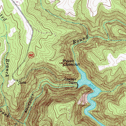 Topographic Map of Point Lookout, VA