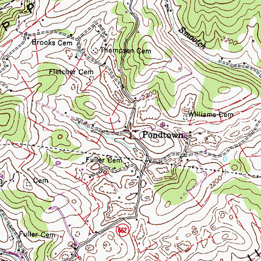 Topographic Map of Pondtown, VA