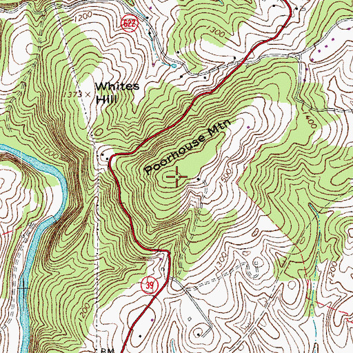 Topographic Map of Poorhouse Mountain, VA