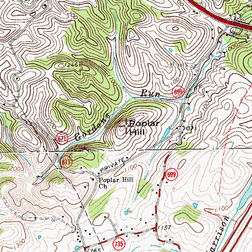 Topographic Map of Poplar Hill, VA