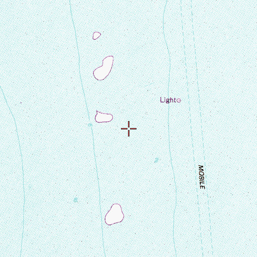 Topographic Map of Dog River Bar, AL