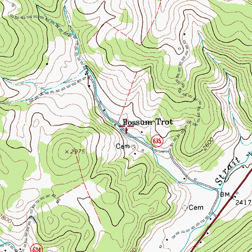Topographic Map of Possum Trot, VA