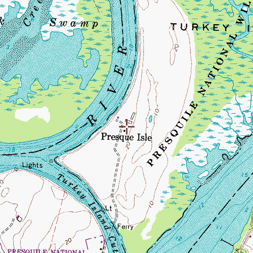 Topographic Map of Presque Isle, VA