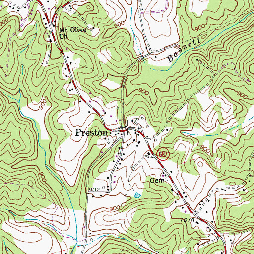 Topographic Map of Preston, VA