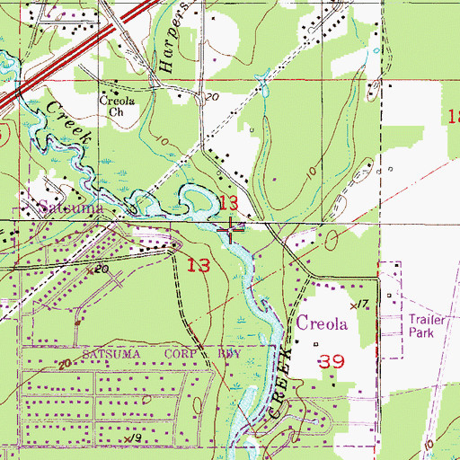 Topographic Map of Hatters Landing (historical), AL