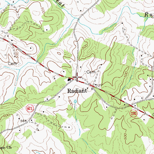 Topographic Map of Radiant, VA
