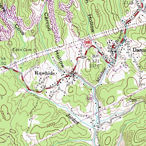 Topographic Map of Rawhide, VA
