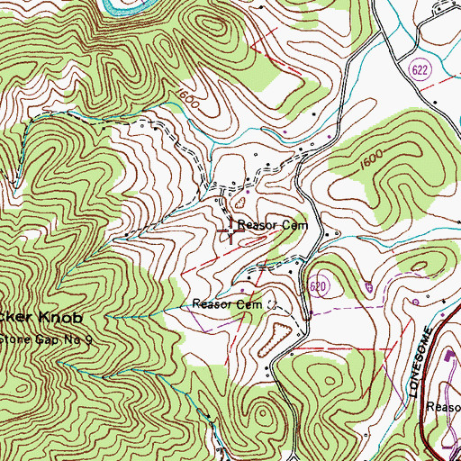 Topographic Map of Reasor Cemetery, VA