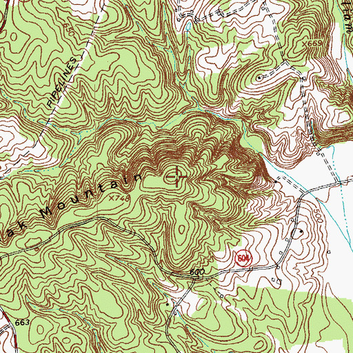 Topographic Map of Red Oak Mountain, VA