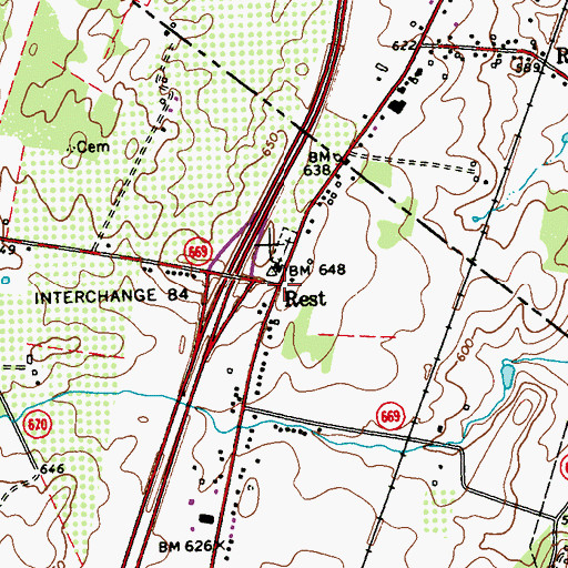 Topographic Map of Rest, VA