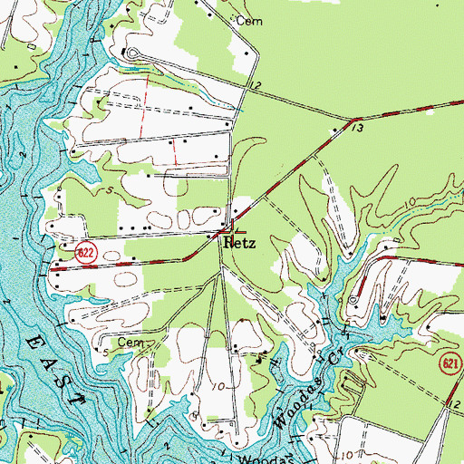 Topographic Map of Retz, VA