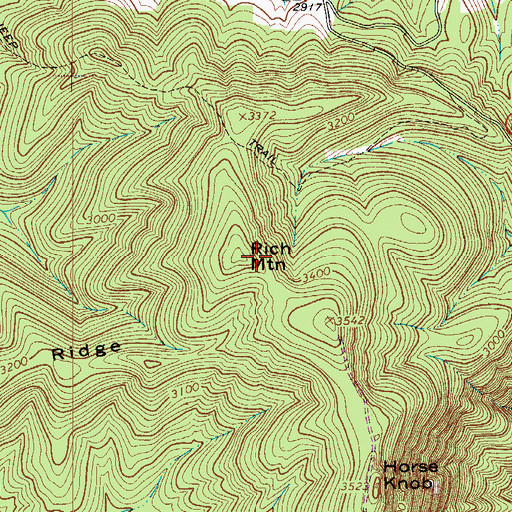 Topographic Map of Rich Mountain, VA