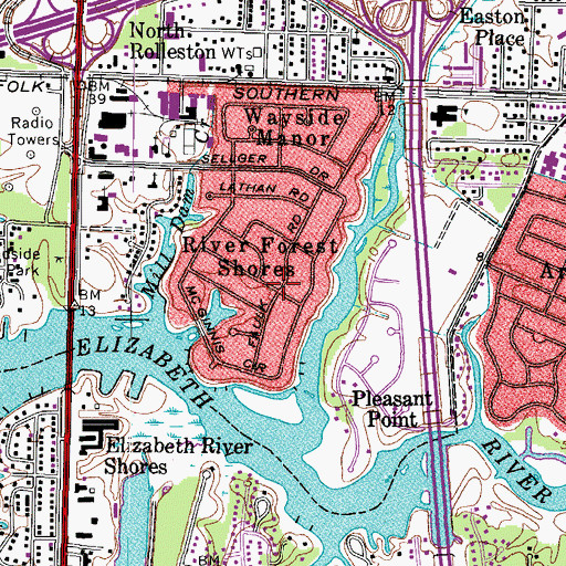 Topographic Map of River Forest Shores, VA