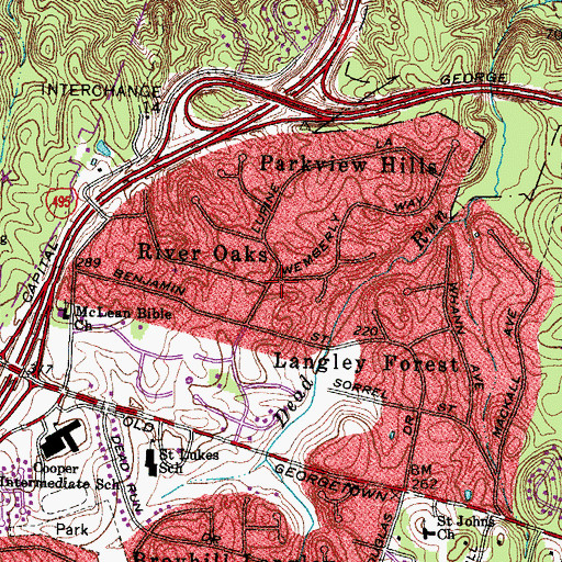 Topographic Map of River Oaks, VA