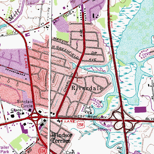 Topographic Map of Riverdale, VA