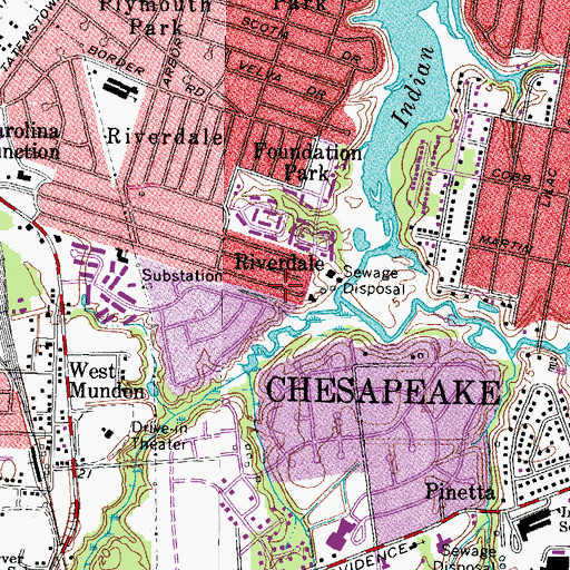 Topographic Map of Riverdale, VA