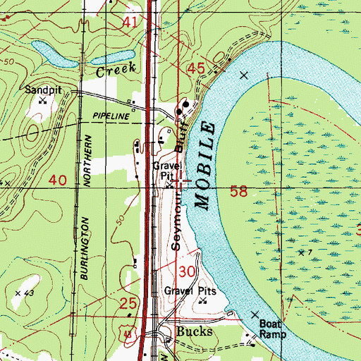 Topographic Map of Seymour Bluff, AL