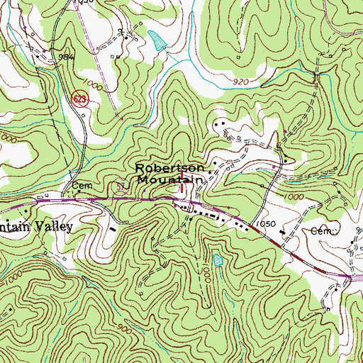 Topographic Map of Robertson Mountain, VA