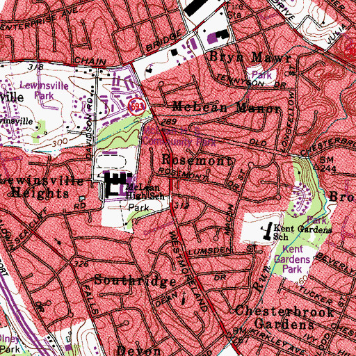 Topographic Map of Rosemont, VA
