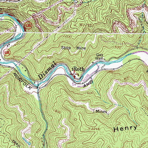 Topographic Map of Roth, VA