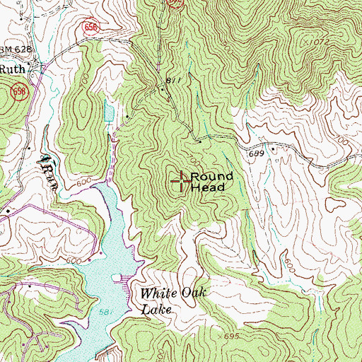 Topographic Map of Round Head, VA