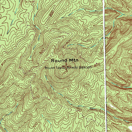 Topographic Map of Round Mountain, VA